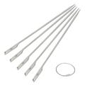 Lixada 5pcs 10 Inch Flat Titanium Barbecue Skewers Outdoor Backyard Picnic BBQ Grilling Kabob Skewers BBQ Sticks with Wire Ring