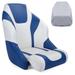 NORTHCAPTAIN M4 Premium Sport Flip Up Boat Seat Captain Bucket Seat with Boat Seat Cover White/Pacific Blue