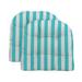 RSH Decor - Indoor / Outdoor 2- Large Piece Tufted Wicker Cushion Set Made with Cancun & White Cabana Stripe Fabric