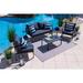 Juno 4 Piece Aluminum Outdoor Patio Furniture Conversation Sofa Set in Charcoal w/ Loveseat Two Armchairs and Coffee Table