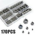 170Pcs/Set Stainless Steel Lock Nuts M3 M4 M5 M6 M8 M10 M12 Nylon Insert Kit