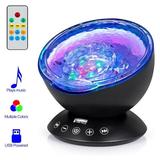 Gadvery Ocean Wave Projector Light LED Night Light with Remote Control Built in Music Player for Kids Christmas Gifts