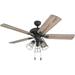 Prominence Home Lincoln Woods 52 Bronze Industrial Ceiling Fan with 5 Blades 3 Arm Cage Light Kit Pull Chains & Reverse Airflow