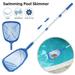 Jytue Telescopic Leaf Skimmer Net 17.5-35.5inch Swiming Pool Netï¼Œ Extendable 3 Section Aluminum Pole Swimming Pool Leaf Net Skimmer Rake with Fine Mesh for Cleaning Swimming Pools Tub Spas Fountain