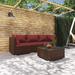Suzicca 4 Piece Patio Set with Cushions Poly Rattan Brown