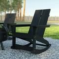 Emma + Oliver Set of 2 Modern All-Weather Black Poly Resin Adirondack Rocking Chairs for Indoor/Outdoor Use