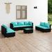 vidaXL 8 Piece Patio Lounge Set with Cushions Poly Rattan Black