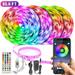 65.6ft Bluetooth Led Strip Lights with 44 Keys Remote Control Ultra-Long RGB Color Changing Rope Lights Wireless Smart App Controlled Bedroom Lights SMD 5050 Flexible Bright Light Strip