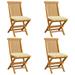 Dcenta 4 Piece Folding Garden Chairs with Cream White Cushion Teak Wood Side Chair for Patio Backyard Poolside Beach Outdoor Furniture 18.5in x 23.6in x 35in