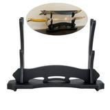 BiJun Sword Stand Katana Stand Black Wood Sword Katana Wall Mount Holder Gladiator Sword Wall Display Crusader Sword Stand Knife Hanger Bracket Rack(2-Tier )