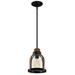 1 Light Mini Pendant Oil Rubbed Bronze Finish with Barnwood Accents & Clear Seeded Glass