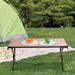 Wuzstar Folding Camping Table Portable Roll-Up Aluminum Picnic Table for BBQ Backyard Patio Party(Wood Grain 90*60CM)