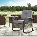 Corvus Salerno Outdoor Handwoven Resin Wicker Rocking Chair With Cushions Rocking Chairs Wicker Chairs Grey Metal Wicker Fabric 1 Single