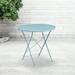 Emma + Oliver Commercial Grade 30 Round Sky Blue Indoor-Outdoor Steel Folding Patio Table