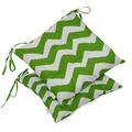 Vargottam Indoor/Outdoor Tufted Printed Square Seat Patio Cushion Set Of 2 Water Resistant Patio Furniture Seat Cushion 19-inches Green | Chevron