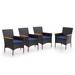 Sophia & William Patio Rattan Dining Chairs Set of 4 with Blue Cushions