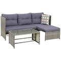 Sunnydaze Longford Outdoor Patio Sectional Sofa Set with Cushions - Charcoal