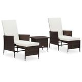 vidaXL Patio Furniture Set 3 Piece Wicker Armchairs with Table Poly Rattan