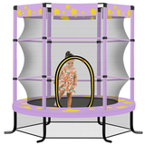 Jump Into Fun 55 Trampoline for Kids 4.5FT Mini Trampoline Indoor & Outdoor Toddlers Trampoline with Safety Enclosure No Gap Design Recreational Trampoline Birthday Gift for Kids Age 1-8 Purple
