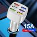 6-Port USB Car Charger QC3.0 Fast Charging 6 USB Car Charger Adapter 15A Smart Shunt Car Phone Charger w/ Light Suitable for iPhone & Android Samsung Galaxy