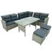 Patio Furniture Sets Clearance 6 Piece Outdoor Sofa Set with Table Ottomans L-shaped Sectional Patio Conversation Set Gray