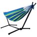 2-Person Hammock with Weather-Resistant Canvas and Metal Stand by CycloneSound (Blue)