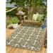 Unique Loom Ahoy Indoor/Outdoor Coastal Rug Green/Ivory 9 x 12 2 Rectangle Solid Print Beach/Nautical Perfect For Patio Deck Garage Entryway