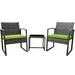 Sunnier 3-Piece Rocking Wicker Bistro Rattan Furniture Set -2 Comfortable Chairs With Sturdy Glass Coffee Table - Green