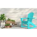 RESINTEAK Pacific Adirondack Rocking Chair All Weather Resistant Ergonomic Design and Comfort Big and Tall Porch Rockers for Backyards Fireplace (Blue)