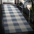 CAMILSON Buffalo Plaid Indoor Outdoor Rug 2 x 7 Blue Checkered Area Rugs