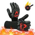 WHDZ 14 Heat Resistant BBQ Gloves 1472â„‰ Grill Oven Durable Fireproof Food Grade Kitchen Grill Gloves for Cooking Baking Barbeque Welding Cutting Black