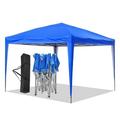 Outdoor Basic 10 x 10 FT Pop Up Canopy Tent Instant Shelter Pop-Up Sun Camping Tent + Free 6 Pcs Sandbags Blue