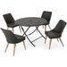 Noble House Opal 5 Piece Wicker Foldable Patio Dining Set in Brown