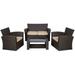 Wynston 4-Piece Outdoor Patio Conversation Set with Cushions Chocolate/Beige