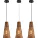 Miumaeov 3 Pack Woven Rattan Pendant Lighting 5.9 Modern Coastal Brown Mini Pendant Lighting Fixture for Kitchen Dining Room Bedroom Living Room Foyer