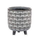 Torre & Tagus Star Black Glazed Ceramic 4.5 X5 Footed Drop Pot Planter