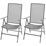 Anself 2 Piece Stackable Patio Chairs Steel Garden Dining Chair Folding Backrest Adjustable Metal Reclining Chair Set for Pool Balcony Backyard Outdoor Furniture