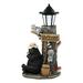 Ebros Summer Naps Whimsical Forest Lazy Bear With Raccoon Friends Welcome Sign Outpost Statue With Solar LED Light Lantern