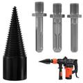 Wood Splitting Drill Bit High Carbon Steel Firewood Log Splitter Drill Bit Wood Punch Cone Driver Drill Bit Woodworking Tool with Round/Hex/Square Shank for Electric Drill Power Tool