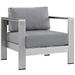 Modern Contemporary Urban Design Outdoor Patio Balcony Lounge Chair Grey Gray Metal Aluminum