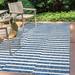 Sukie Modern Offset Stripe Blue/Ivory 5 ft. x 8 ft. Indoor/Outdoor Area Rug