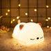 Aveki Cute Cat Night Light for Kids Bedroom Silicone Kitty Lamp Built in Battery USB Rechargable Tap & Remote Control Dimmable Baby Night Light