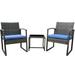 Ginny 3-Piece Strong Porch Furniture Set -2 Outdoor Conversation Rocking Chairs With Sturdy Glass Table - Dark Blue