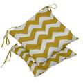 Vargottam Indoor/Outdoor Tufted Printed Square Seat Patio Cushion Set Of 2 Water Resistant Patio Furniture Seat Cushion 19-inches Yellow | Chevron
