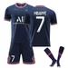2021-2022 PSG Home Jersey #7 Mbapp Sportswear Soccer Activewear Set for Kids Youth and Adults