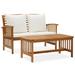 Andoer 2 Piece Garden Set with Cushions Solid Acacia Wood