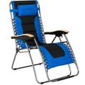 Costway Padded Zero Gravity Lounge Chair Oversize Folding Adjustable Blue