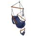 Seaside Courtyard Hanging Chair With Cup Holder Oxford Cloth Wooden Stick Perforated 100kg Load Bearing
