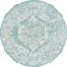 Unique Loom Valeria Indoor/Outdoor Traditional Rug Aqua/Ivory 7 10 Round Medallion Traditional Perfect For Patio Deck Garage Entryway