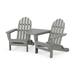 POLYWOOD Classic Folding Adirondacks with Angled Connecting Table in Slate Grey